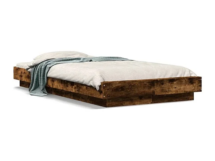 Cama individual- 90×200 cm con luces LED madera roble ahumado ES223201