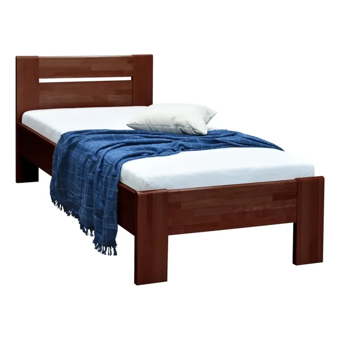 Cama individual AMBER 90×200 cm, nogal oscuro