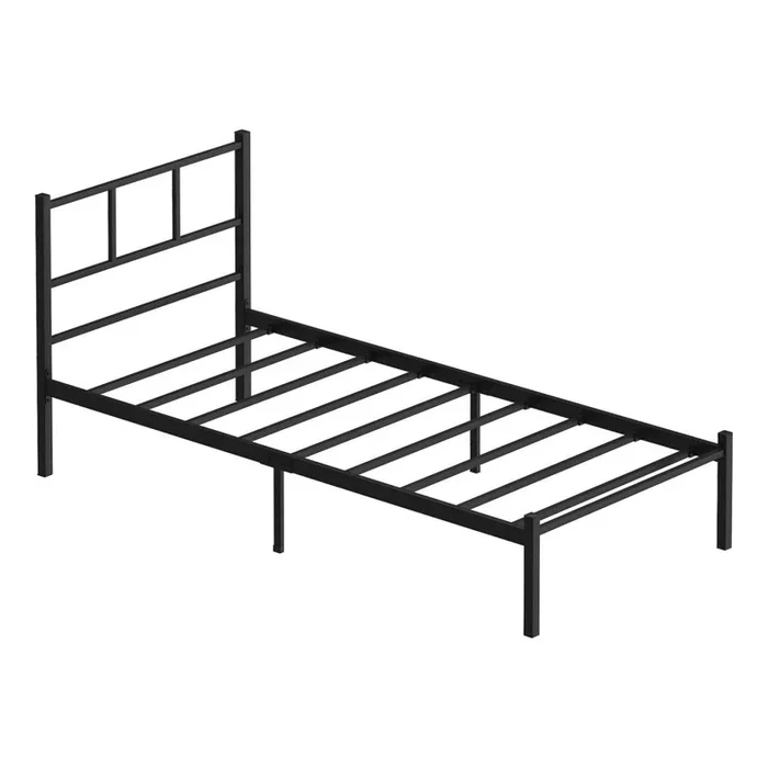 Cama individual de metal ROVAN 90×200 cm negra, capacidad de carga 120 kg