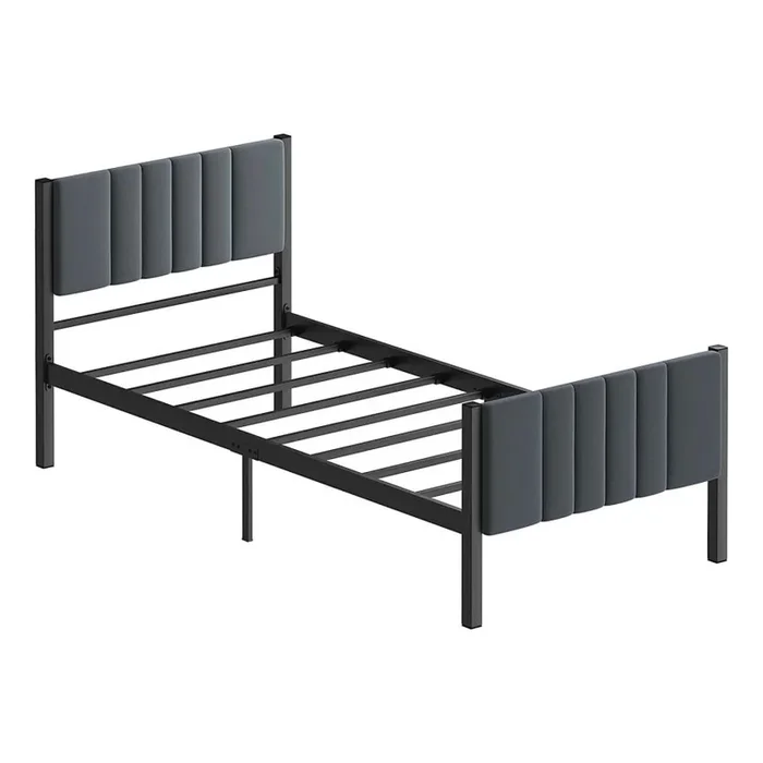 Cama individual metálica LUNOR 90×200 cm, antracita, capacidad de carga 120 kg