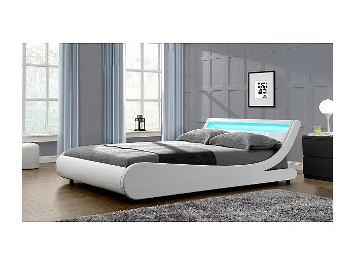 Cama LED «Natacha» – 140 x 190 cm – Blanco