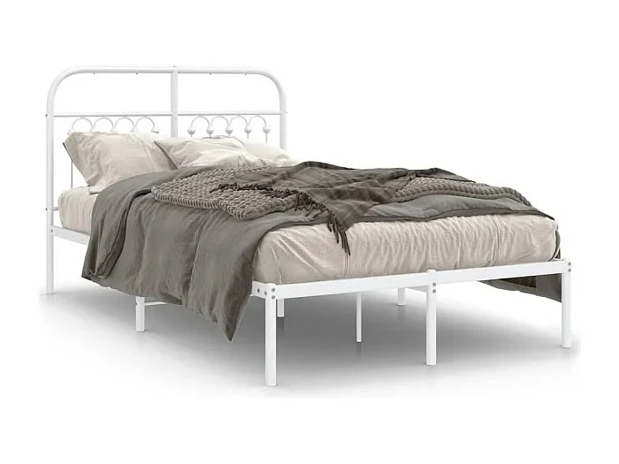 Cama matrimonial- 120×200 cm de metal con cabecero blanca ES522259