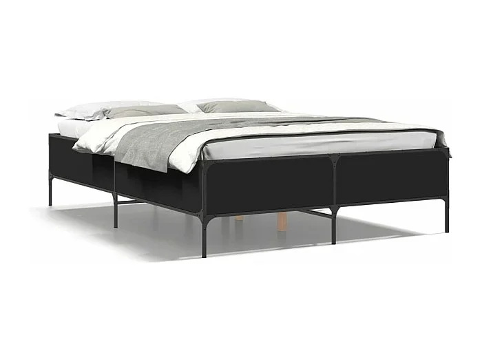 Cama matrimonial- 120x200cm madera de ingeniería y metal negro ES240193