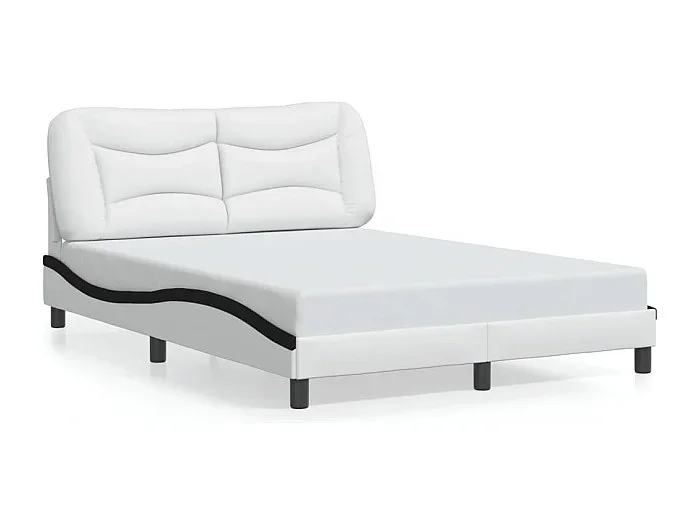 Cama matrimonial- 140×190 cm luces LED cuero PE blanco y negro ES100724
