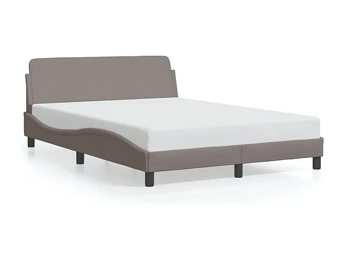Cama matrimonial- 140×200 cm con cabecero de tela gris taupe ES106218