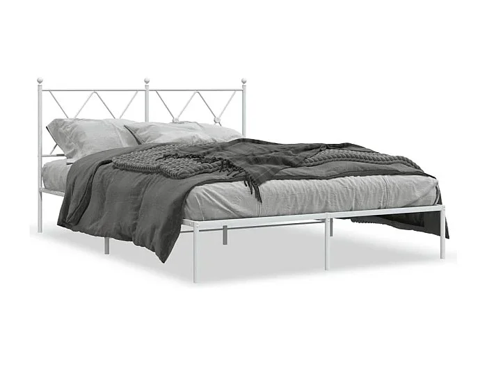Cama matrimonial- 140×200 cm con cabecero metal blanca ES817865
