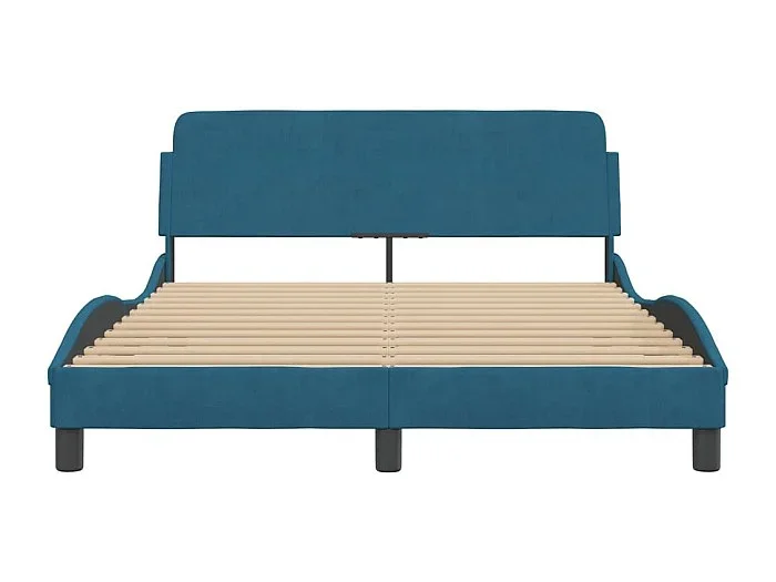 Cama matrimonial- 140×200 cm con cabecero terciopelo azul ES556676