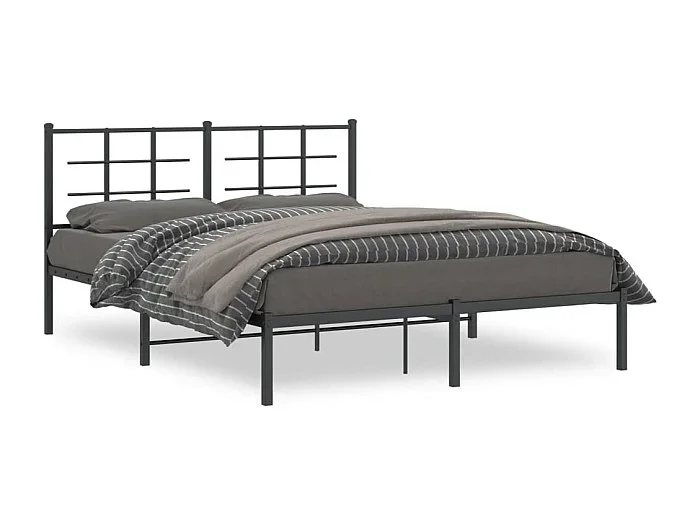 Cama matrimonial- 160×200 cm con cabecero metal negro ES325095