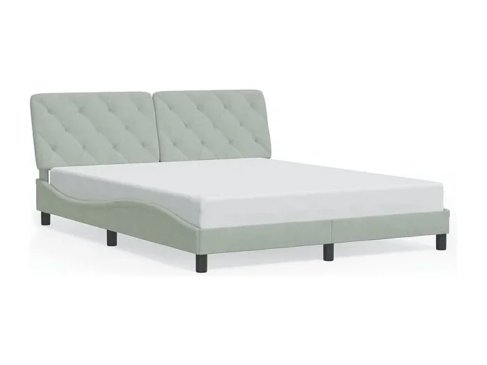 Cama matrimonial- 160x200cm con cabecero terciopelo gris claro ES514985