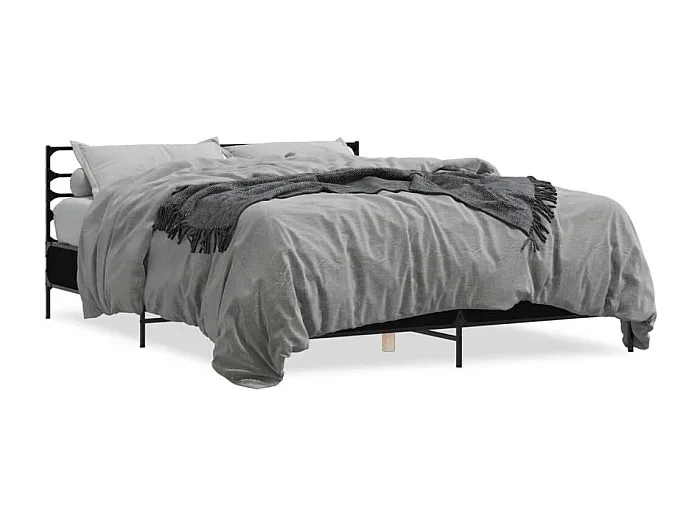 Cama matrimonial- 160x200cm madera de ingeniería y metal negro ES704476