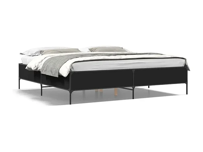 Cama matrimonial- 180x200cm madera de ingeniería y metal negro ES101091