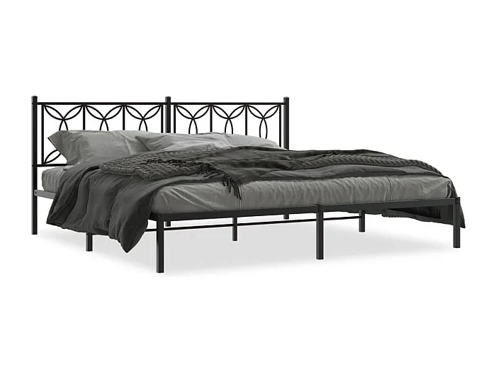 Cama matrimonial- 193×203 cm con cabecero metal negro ES542157