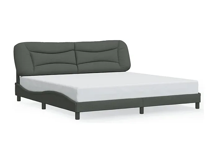 Cama matrimonial- 200×200 cm con luces LED tela gris oscuro ES121455