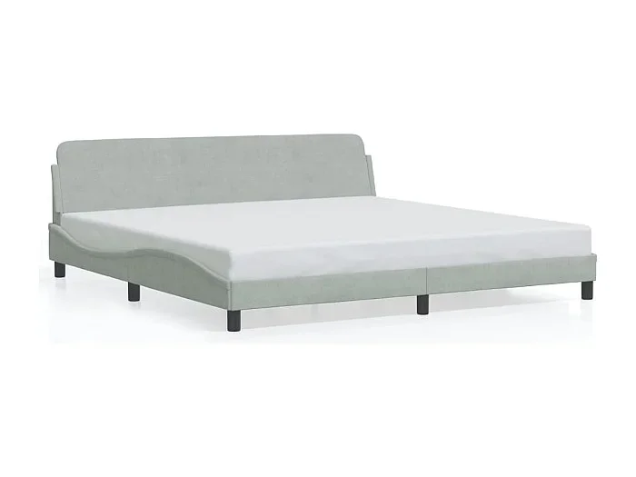 Cama matrimonial- 200x200cm con cabecero terciopelo gris claro ES787820