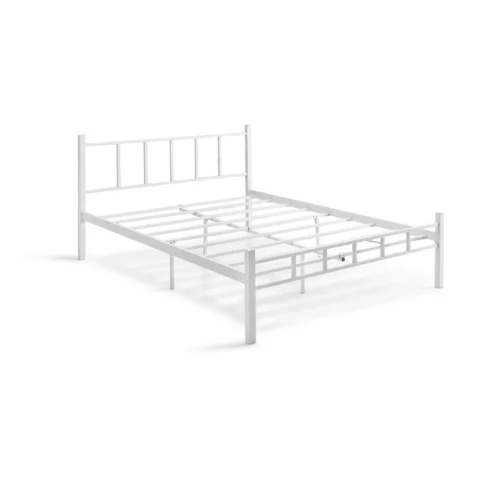 Cama metálica doble ORMEL 120 x 200 cm, blanca, capacidad de carga 120 kg