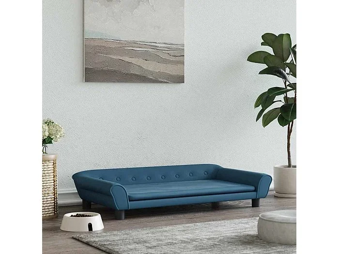 Cama para perros de terciopelo azul 100x50x21 cm