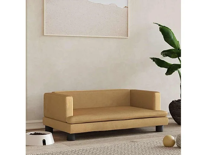Cama para perros de terciopelo marrón 80x45x30 cm