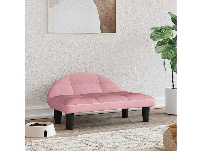 Cama para perros de terciopelo rosa 70x52x30 cm