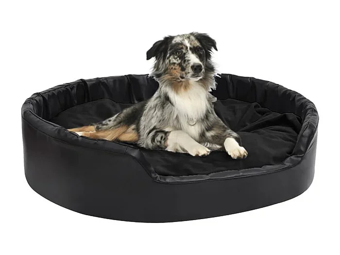 Cama para perros felpa y cuero sintético negro 99x89x21 cm