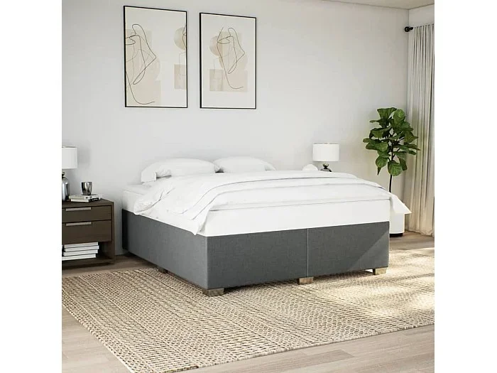 Cama sin colchón de tela gris oscuro 180×200 cm