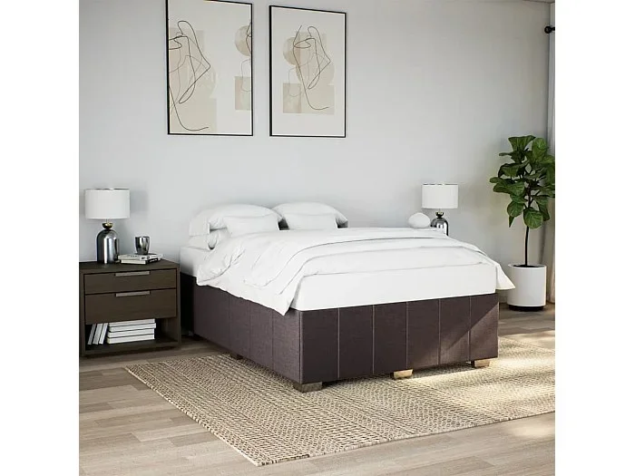 Cama sin colchón de tela marrón oscuro 160×200 cm