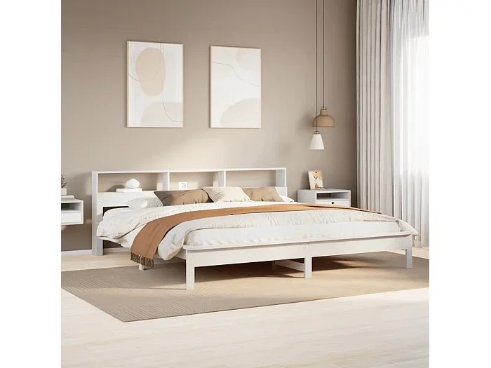 Cama sin colchón madera maciza de pino blanca 180×200 cm