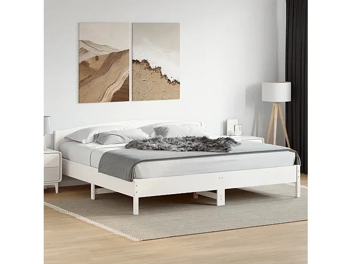 Cama sin colchón madera maciza de pino blanca 180×200 cm