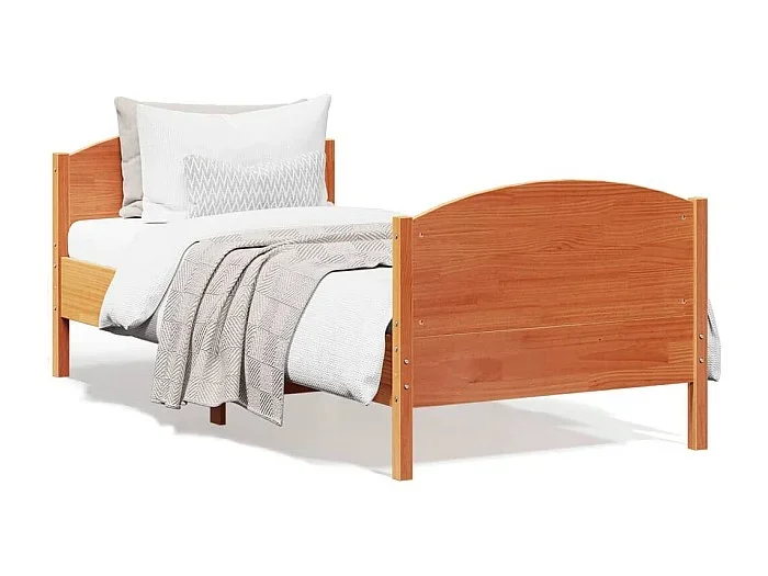 Cama sin colchón madera maciza de pino marrón cera 100×200 cm