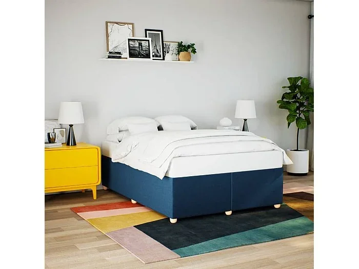 Cama sin colchón tela azul 160×200 cm