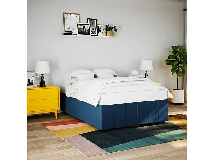 Cama sin colchón tela azul 160×200 cm