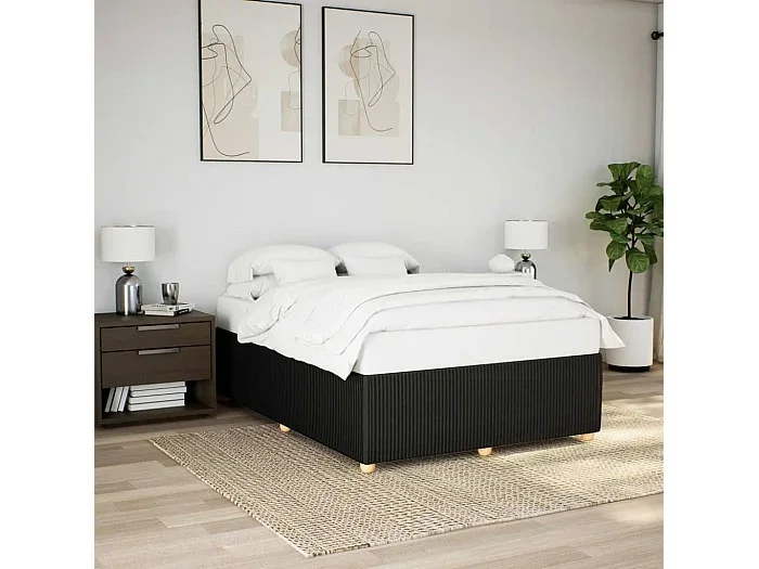 Cama sin colchón tela negro 140×190 cm