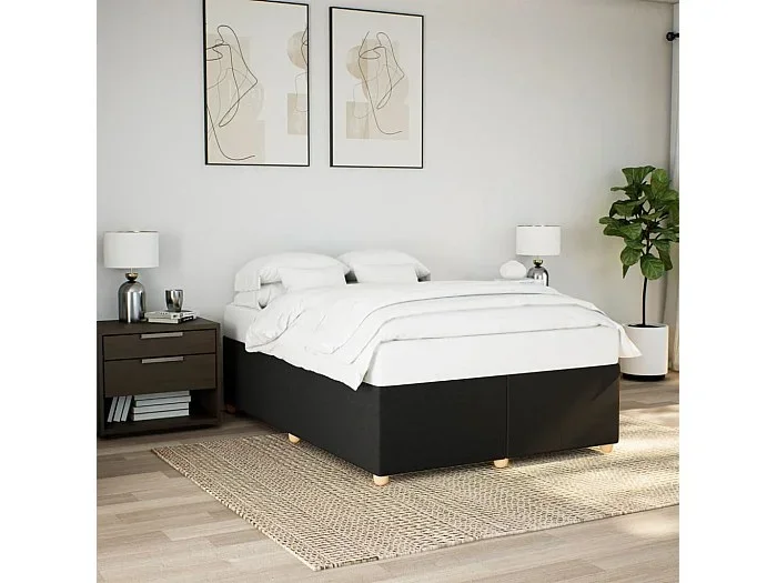 Cama sin colchón tela negro 140×190 cm