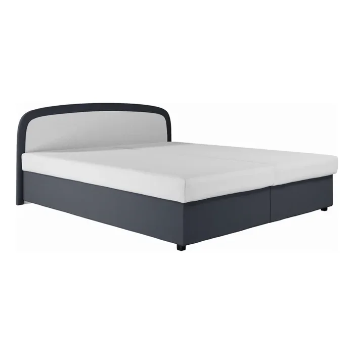 Cama tapizada MALIA 160×200 con colchón de muelles y canapé abatible, gris