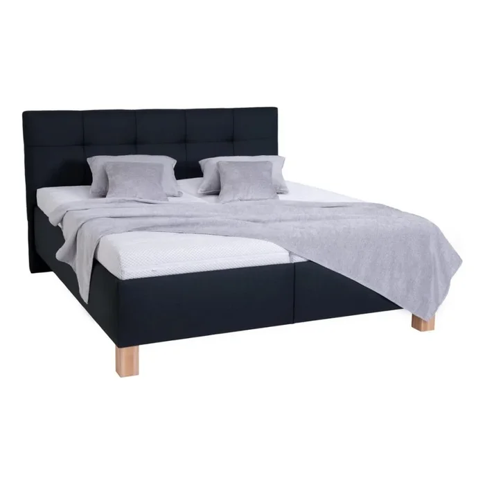 Cama tapizada MARIA 180×200 cm con colchón y arcón de almacenaje antracita
