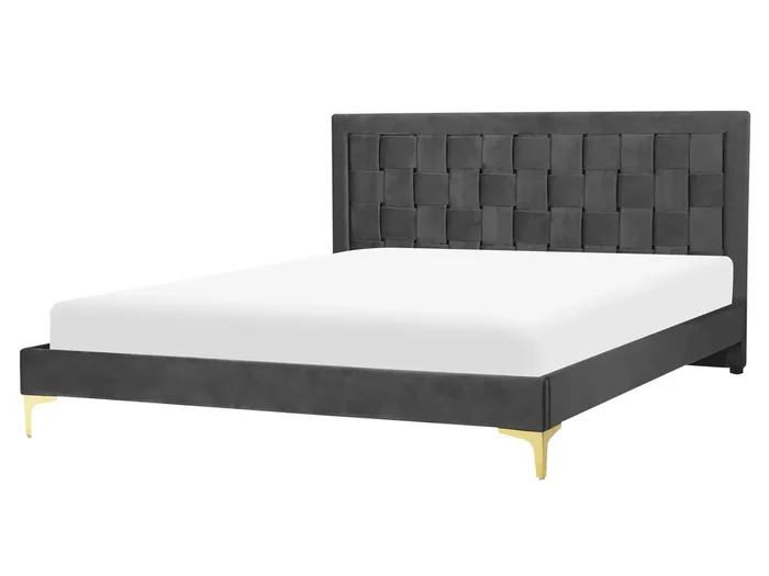 Cama Terciopelo LIMOUX 160 x 200 cm Negro