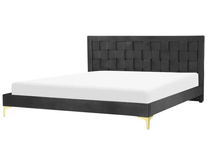 Cama Terciopelo LIMOUX 180 x 200 cm Negro