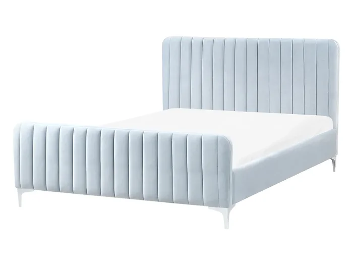 Cama Terciopelo LUNAN 140 x 200 cm Azul claro