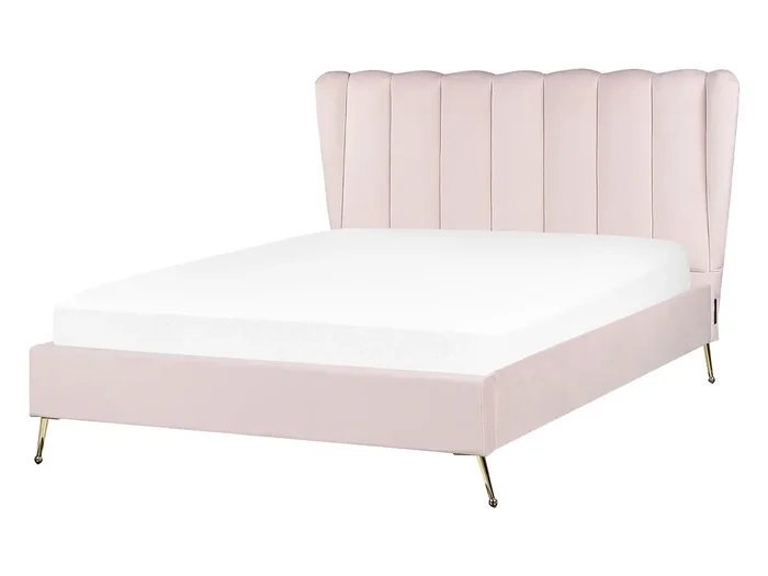 Cama Terciopelo MIRIBEL 140 x 200 cm Rosa pastel