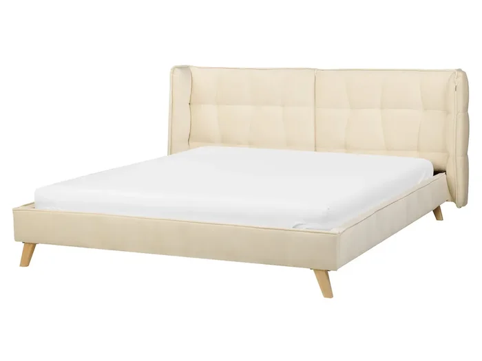 Cama Terciopelo SENLIS 160 x 200 cm Beige