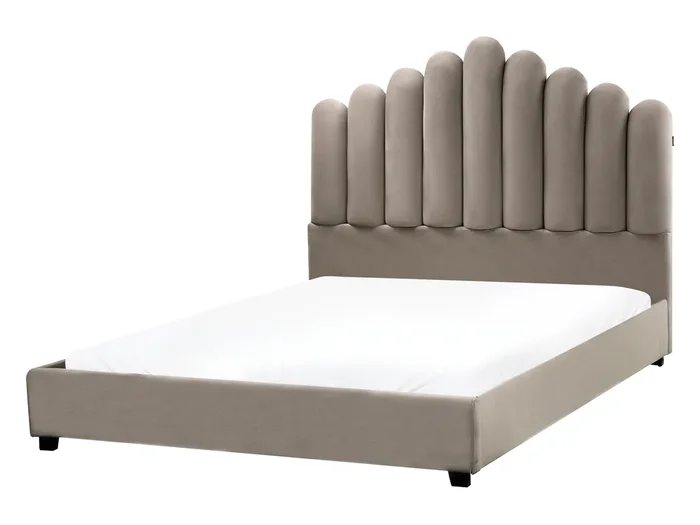 Cama Terciopelo VINCENNES 140 x 200 cm Gris pardo