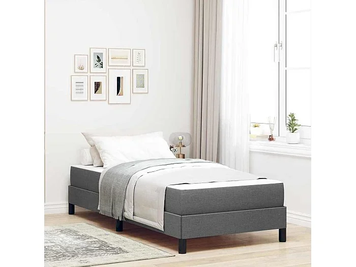 Cama tipo Box Spring con colchón Gris oscuro 80 x 200 cm tela
