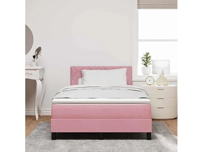 Cama tipo Box Spring con colchón Rosa 120 x 190 cm Terciopelo
