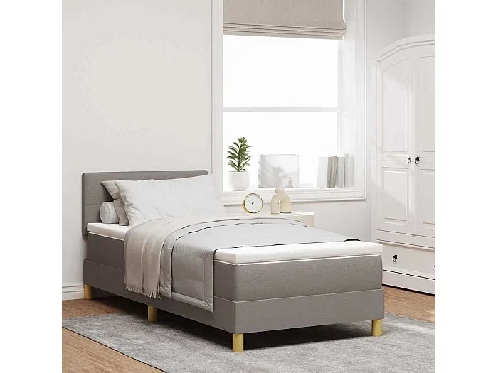 Cama tipo Box Spring con colchón Taupé 100 x 200 cm tela