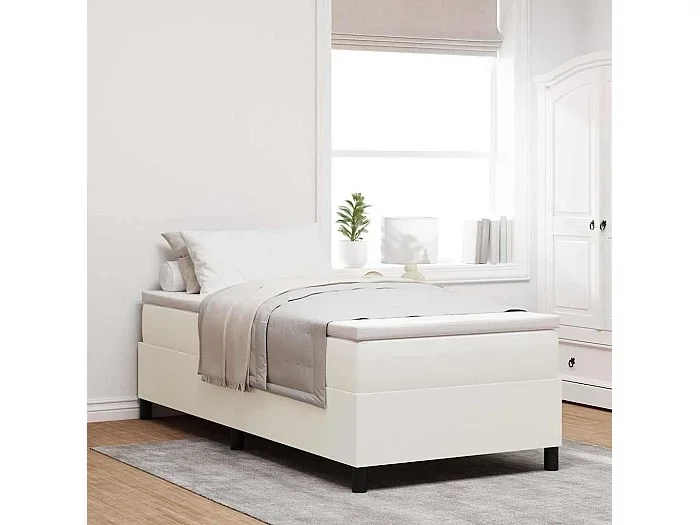 Cama tipo Box Spring Crema 90 x 200 cm Telas de pana