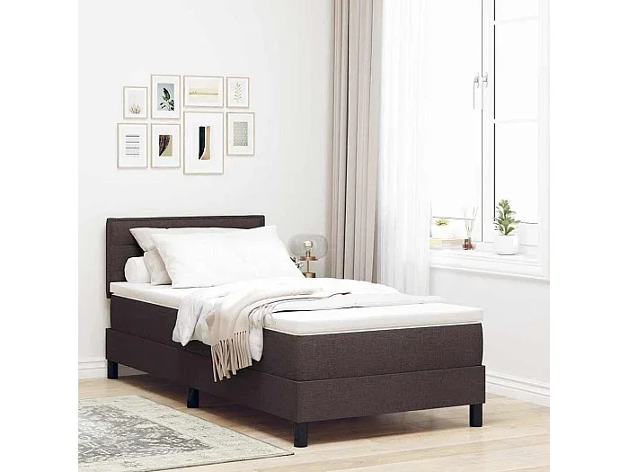 Cama tipo Box Spring Marrón Oscuro 100 x 200 cm tela