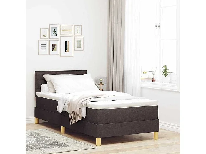 Cama tipo Box Spring Marrón oscuro 100 x 200 cm tela