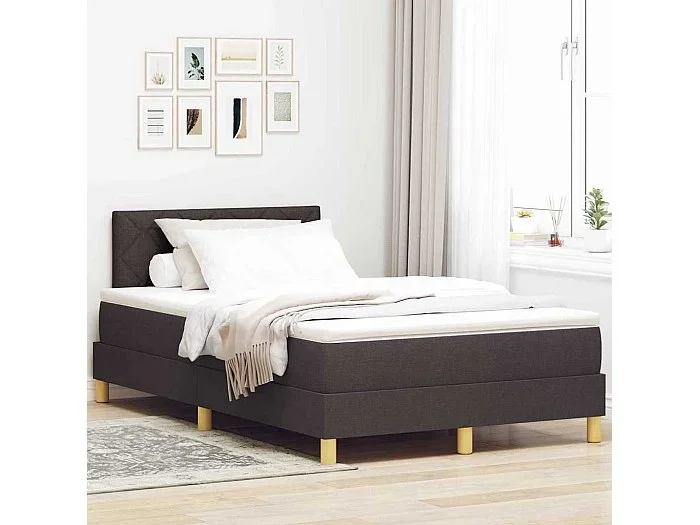 Cama tipo Box Spring Marrón oscuro 120 x 190 cm tela