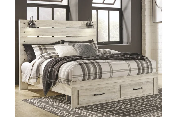 Cambeck Whitewash King Storage Panel Bed
