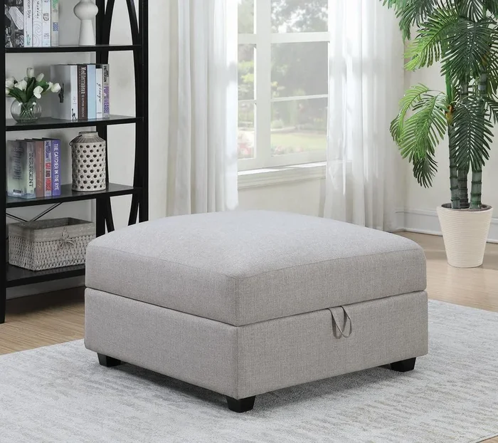 Cambria Gray Square Storage Ottoman