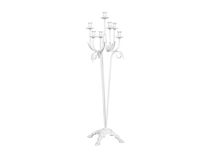 Candelabro de pie de metal envejecido blanco 35x35x110h cm